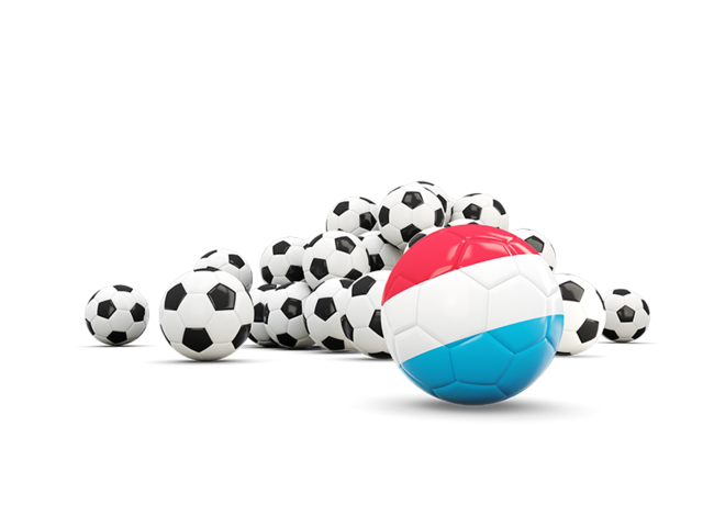Flag in front of footballs. Download flag icon of Luxembourg at PNG format