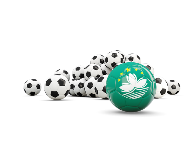 Flag in front of footballs. Download flag icon of Macao at PNG format