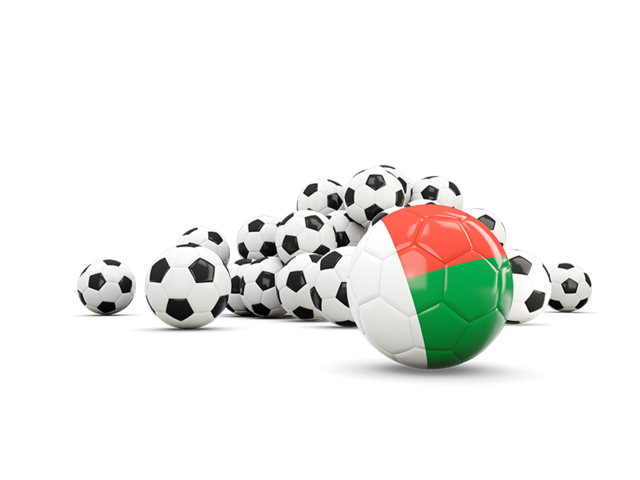 Flag in front of footballs. Download flag icon of Madagascar at PNG format