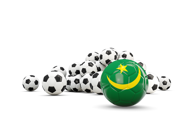 Flag in front of footballs. Download flag icon of Mauritania at PNG format