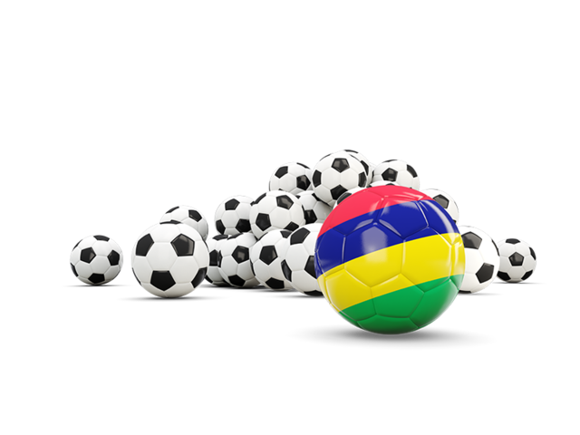 Flag in front of footballs. Download flag icon of Mauritius at PNG format