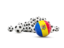 Moldova. Flag in front of footballs. Download icon.