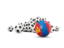 Монголия. Флаг на фоне футбольных мячей. Скачать иллюстрацию.