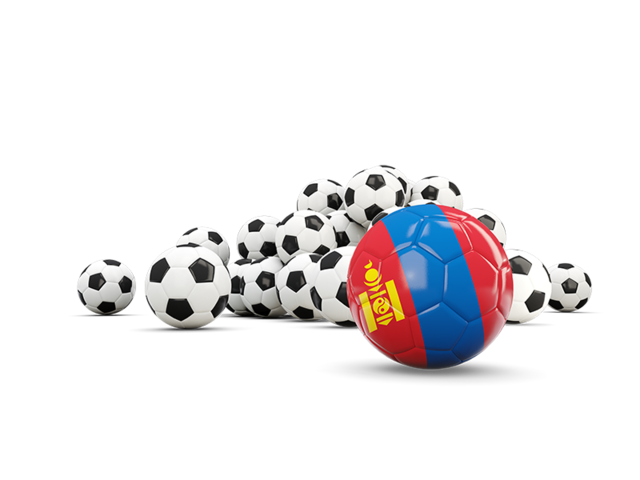 Flag in front of footballs. Download flag icon of Mongolia at PNG format