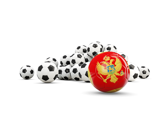 Flag in front of footballs. Download flag icon of Montenegro at PNG format