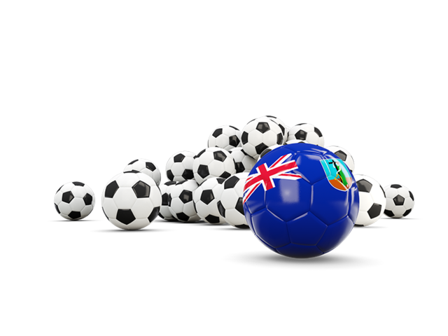 Flag in front of footballs. Download flag icon of Montserrat at PNG format