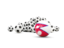 Nepal. Flag in front of footballs. Download icon.