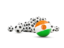 Niger. Flag in front of footballs. Download icon.