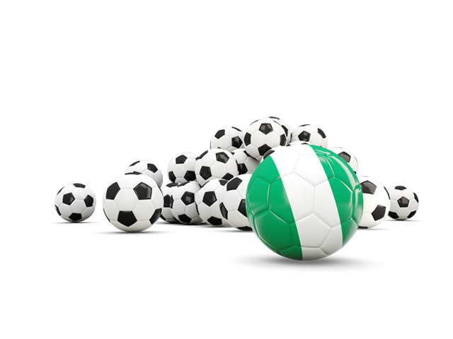 Flag in front of footballs. Download flag icon of Nigeria at PNG format