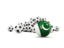 Pakistan. Flag in front of footballs. Download icon.