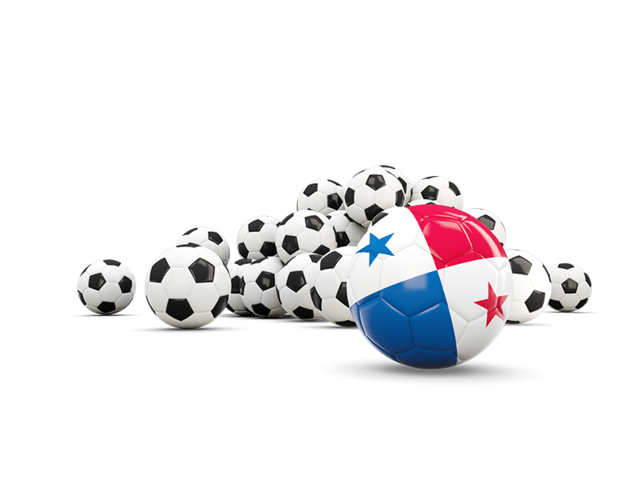 Флаг на фоне футбольных мячей. Скачать флаг. Панама