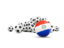 Paraguay. Flag in front of footballs. Download icon.