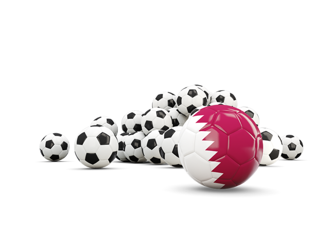 Flag in front of footballs. Download flag icon of Qatar at PNG format