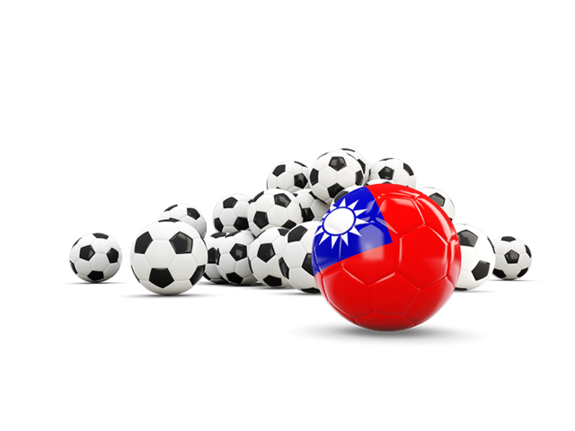 Флаг на фоне футбольных мячей. Скачать флаг. Тайвань
