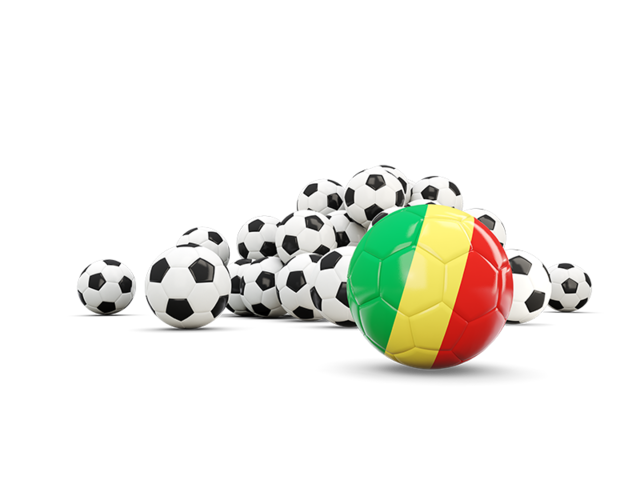 Флаг на фоне футбольных мячей. Скачать флаг. Республика Конго