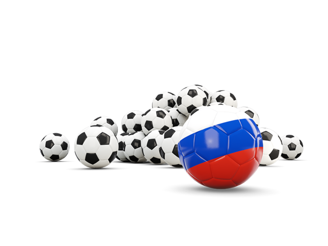 Flag in front of footballs. Download flag icon of Russia at PNG format