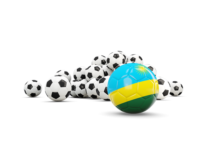 Flag in front of footballs. Download flag icon of Rwanda at PNG format