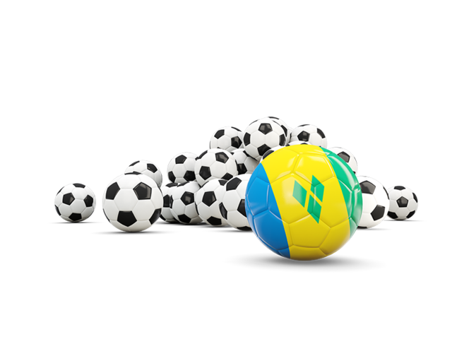 Flag in front of footballs. Download flag icon of Saint Vincent and the Grenadines at PNG format