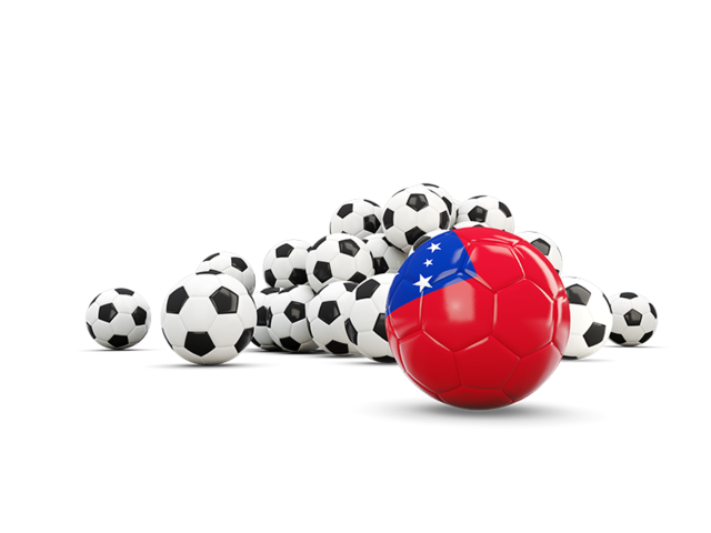 Flag in front of footballs. Download flag icon of Samoa at PNG format