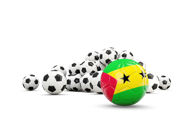 Flag in front of footballs. Download flag icon of Sao Tome and Principe at PNG format