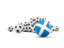 Scotland. Flag in front of footballs. Download icon.