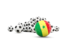 Сенегал. Флаг на фоне футбольных мячей. Скачать иллюстрацию.