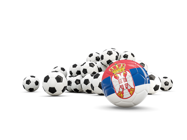 Flag in front of footballs. Download flag icon of Serbia at PNG format