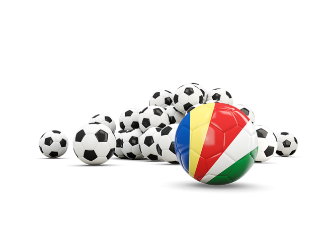 Флаг на фоне футбольных мячей. Скачать флаг. Сейшельские Острова