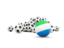 Sierra Leone. Flag in front of footballs. Download icon.