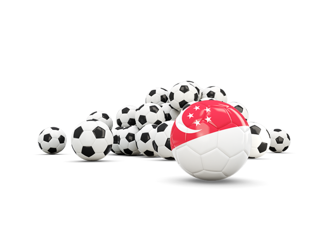 Flag in front of footballs. Download flag icon of Singapore at PNG format