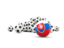 Slovakia. Flag in front of footballs. Download icon.