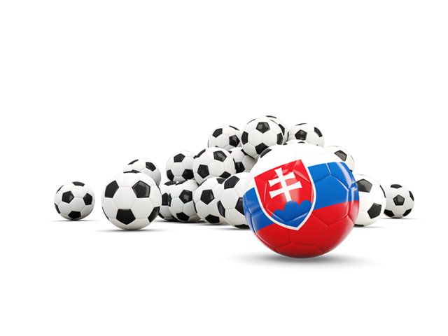 Флаг на фоне футбольных мячей. Скачать флаг. Словакия