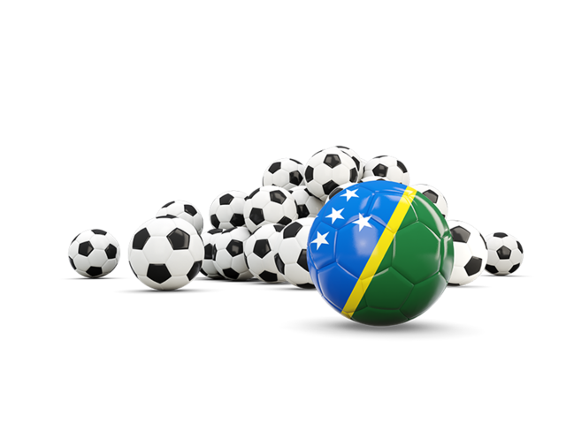 Флаг на фоне футбольных мячей. Скачать флаг. Соломоновы Острова