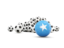 Somalia. Flag in front of footballs. Download icon.