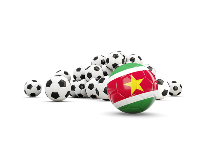 Flag in front of footballs. Download flag icon of Suriname at PNG format