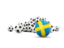 Sweden. Flag in front of footballs. Download icon.