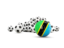 Tanzania. Flag in front of footballs. Download icon.