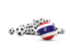 Thailand. Flag in front of footballs. Download icon.