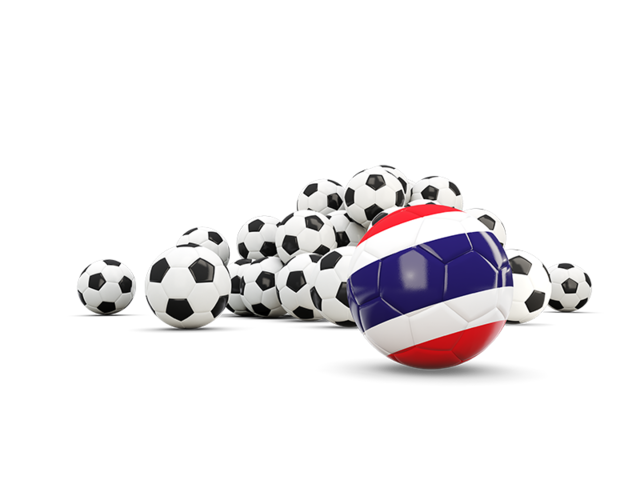 Flag in front of footballs. Download flag icon of Thailand at PNG format