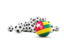 Togo. Flag in front of footballs. Download icon.