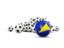 Токелау. Флаг на фоне футбольных мячей. Скачать иллюстрацию.