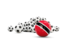 Trinidad and Tobago. Flag in front of footballs. Download icon.