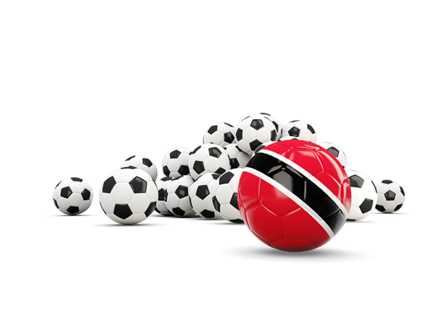 Флаг на фоне футбольных мячей. Скачать флаг. Тринидад и Тобаго
