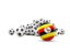 Uganda. Flag in front of footballs. Download icon.