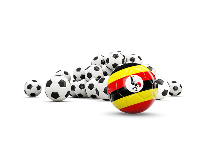 Flag in front of footballs. Download flag icon of Uganda at PNG format