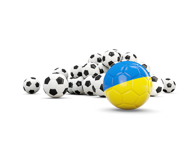 Flag in front of footballs. Download flag icon of Ukraine at PNG format