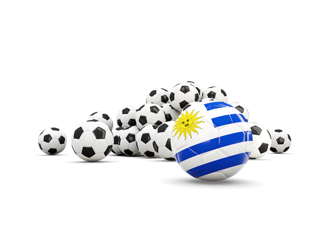 Flag in front of footballs. Download flag icon of Uruguay at PNG format