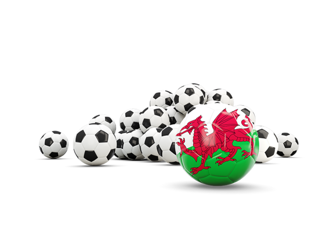 Flag in front of footballs. Download flag icon of Wales at PNG format