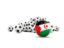 Western Sahara. Flag in front of footballs. Download icon.