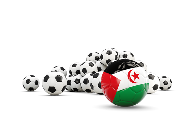 Flag in front of footballs. Download flag icon of Western Sahara at PNG format